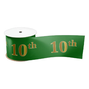 Faux/Imitation Gold "10th" Event Number (groen) Satijnen Lint