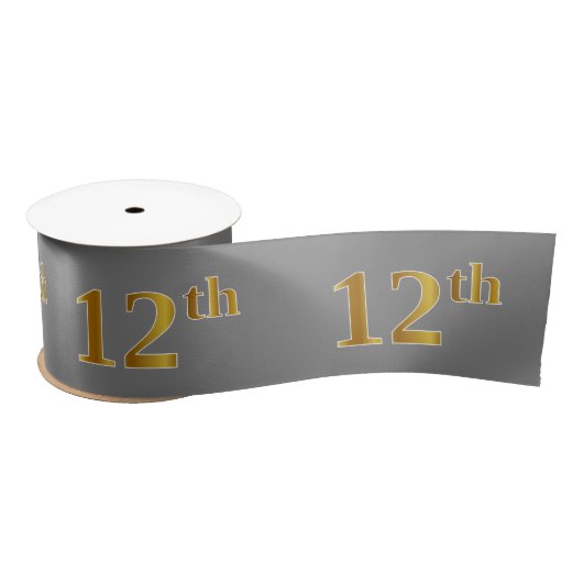 Faux/Imitation Gold "12th" Event Number (grijs) Satijnen Lint (Spoel)