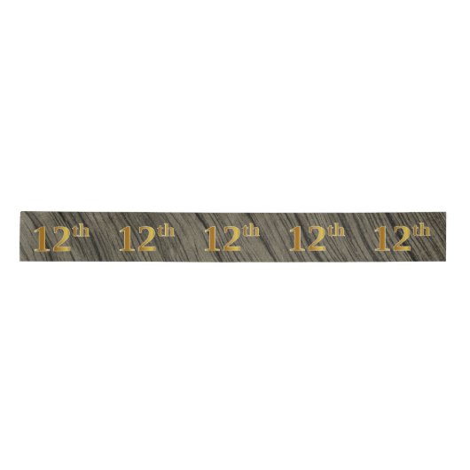 Faux/Imitation Gold "12th" Event Number (Rustic) Satijnen Lint (Voorkant)