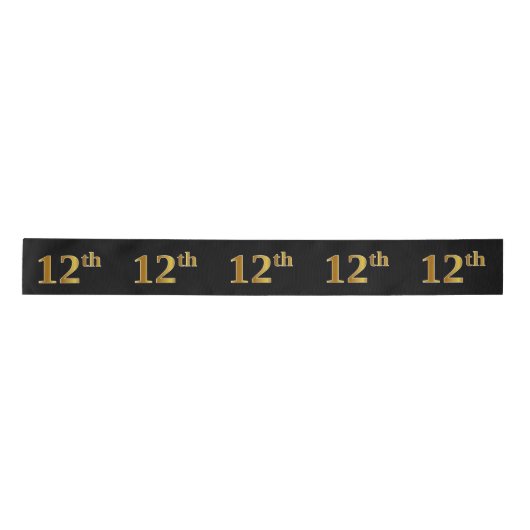 Faux/Imitation Gold "12th" Event Number (zwart) Satijnen Lint (Voorkant)