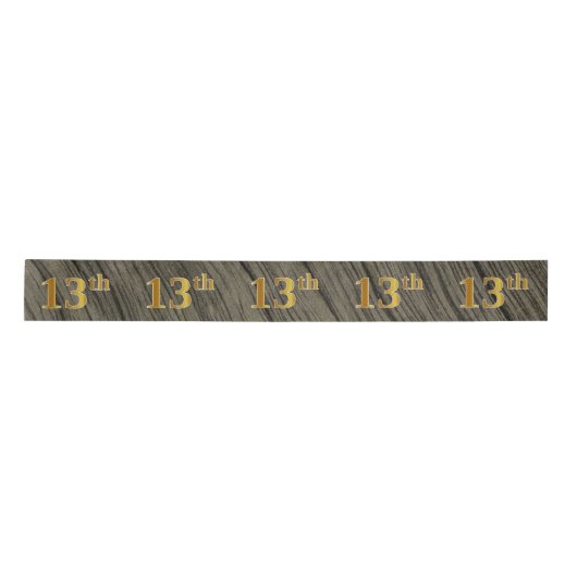 Faux/Imitation Gold "13th" Event Number (Rustic) Satijnen Lint (Voorkant)