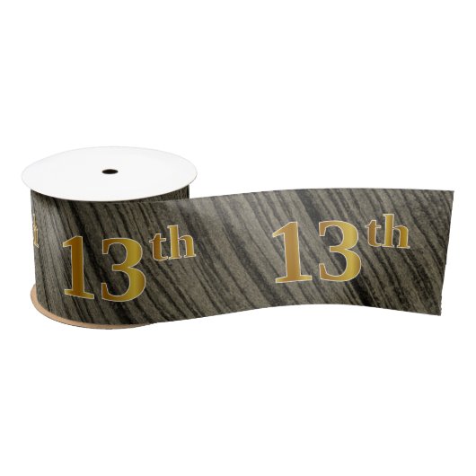 Faux/Imitation Gold "13th" Event Number (Rustic) Satijnen Lint (Spoel)