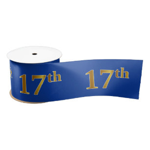 Faux/Imitation Gold "17th" Event Number (Blue) Satijnen Lint