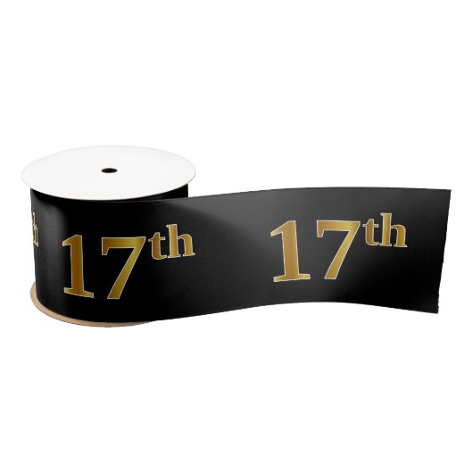 Faux/Imitation Gold "17th" Event Number (zwart) Satijnen Lint (Spoel)
