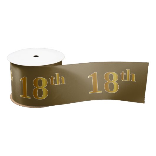 Faux/Imitation Gold "18th" Event Number (bruin) Satijnen Lint (Spoel)