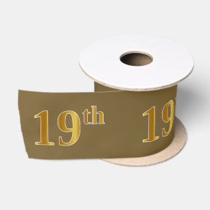 Faux/Imitation Gold "19th" Event Number (bruin) Satijnen Lint