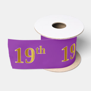 Faux/Imitation Gold "19th" Event Number (Paars) Satijnen Lint