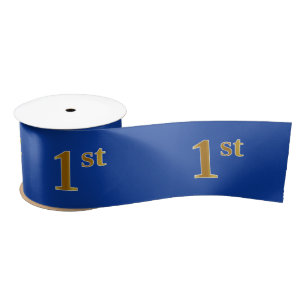 Faux/Imitation Gold "1st" Event Number (blauw) Satijnen Lint