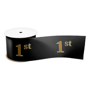 Faux/Imitation Gold "1st" Event Number (zwart) Satijnen Lint