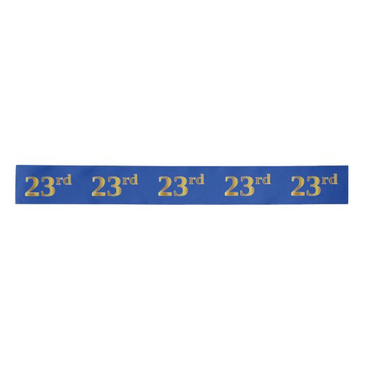 Faux/Imitation Gold "23rd" Event Number (Blue) Satijnen Lint (Voorkant)