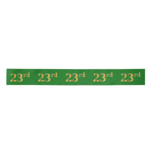 Faux/Imitation Gold "23rd" Event Number (groen) Satijnen Lint