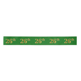 Faux/Imitation Gold "26th" Event Number (groen) Satijnen Lint