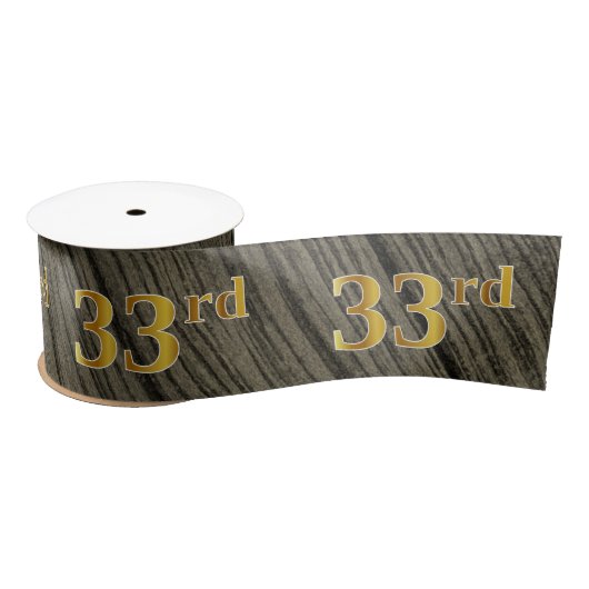 Faux/Imitation Gold "33rd" Event Number (Rustic) Satijnen Lint (Spoel)