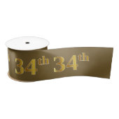 Faux/Imitation Gold "34th" Event Number (bruin) Satijnen Lint (Spoel)