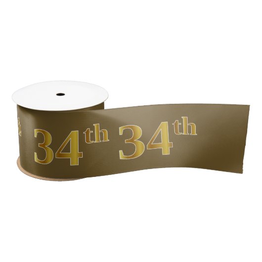 Faux/Imitation Gold "34th" Event Number (bruin) Satijnen Lint (Spoel)