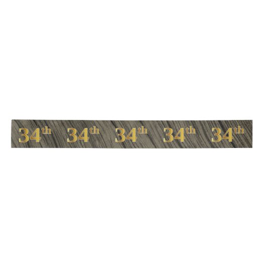Faux/Imitation Gold "34th" Event Number (Rustic) Satijnen Lint (Voorkant)