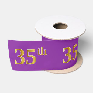 Faux/Imitation Gold "35th" Event Number (Paars) Satijnen Lint