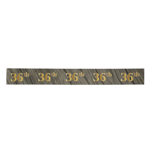 Faux/Imitation Gold "36th" Event Number (Rustic) Satijnen Lint (Voorkant)