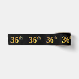 Faux/Imitation Gold "36th" Event Number (zwart) Satijnen Lint