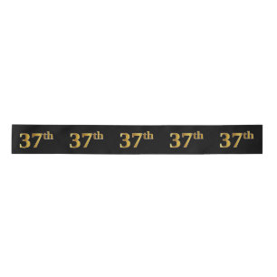 Faux/Imitation Gold "37th" Event Number (zwart) Satijnen Lint