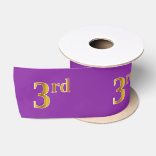 Faux/Imitation Gold "3rd"-gebeurtenisnummer (Paars Satijnen Lint