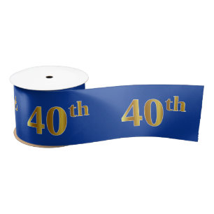 Faux/Imitation Gold "40th" Event Number (blauw) Satijnen Lint