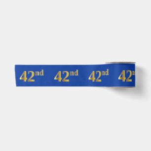 Faux/Imitation Gold "42nd"-gebeurtenisnummer (blau Satijnen Lint