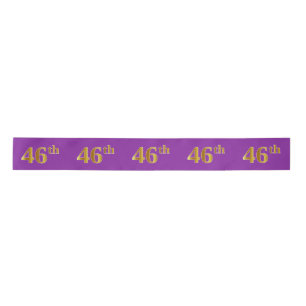 Faux/Imitation Gold "46th" Event Number (Paars) Satijnen Lint