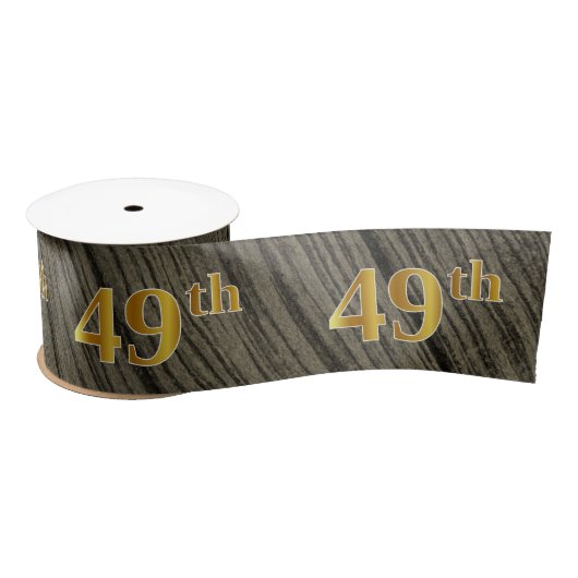 Faux/Imitation Gold "49th" Event Number (Rustic) Satijnen Lint (Spoel)