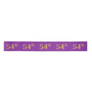 Faux/Imitation Gold "54th" Event Number (Paars) Satijnen Lint