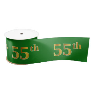 Faux/Imitation Gold "55th" Event Number (groen) Satijnen Lint
