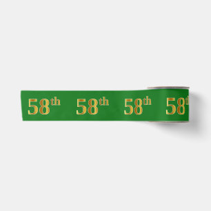 Faux/Imitation Gold "58th" Event Number (groen) Satijnen Lint