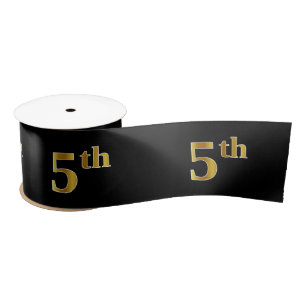 Faux/Imitation Gold "5th" Event Number (zwart) Satijnen Lint