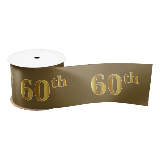Faux/Imitation Gold "60th" Event Number (bruin) Satijnen Lint (Spoel)