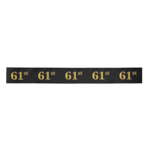 Faux/Imitation Gold "61st" Event Number (zwart) Satijnen Lint