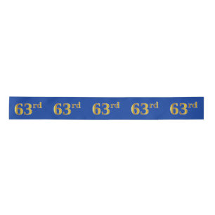 Faux/Imitation Gold "63rd" Event Number (Blue) Satijnen Lint