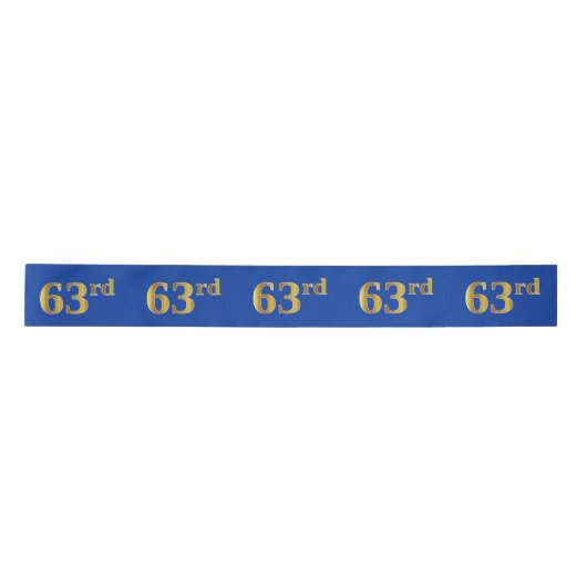 Faux/Imitation Gold "63rd" Event Number (Blue) Satijnen Lint (Voorkant)