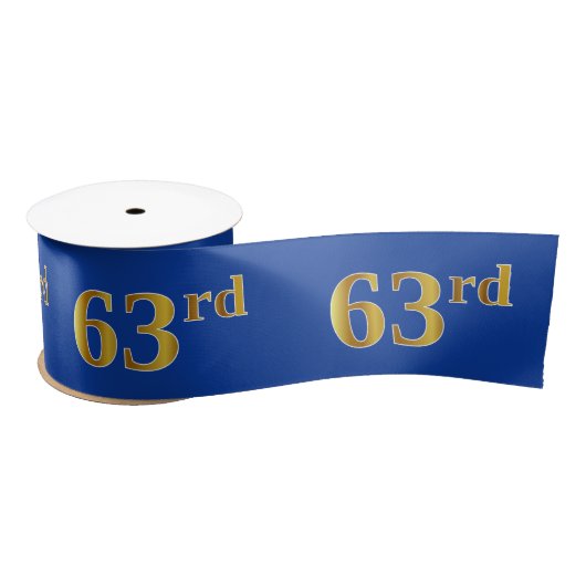 Faux/Imitation Gold "63rd" Event Number (Blue) Satijnen Lint (Spoel)
