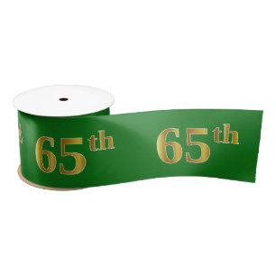 Faux/Imitation Gold "65th" Event Number (groen) Satijnen Lint