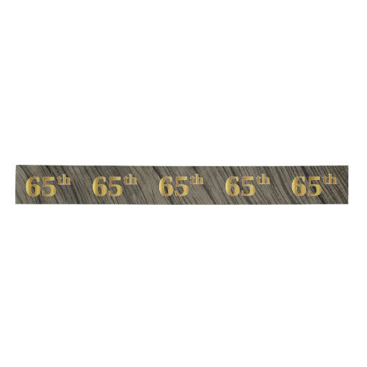 Faux/Imitation Gold "65th" Event Number (Rustic) Satijnen Lint (Voorkant)