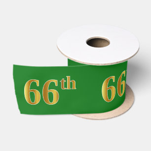 Faux/Imitation Gold "66th" Event Number (groen) Satijnen Lint