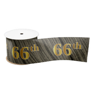 Faux/Imitation Gold "66th" Event Number (Rustic) Satijnen Lint