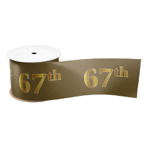 Faux/Imitation Gold "67th" Event Number (bruin) Satijnen Lint