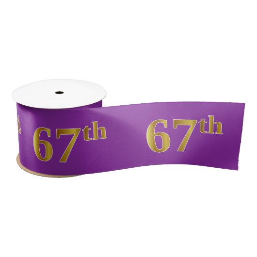 Faux/Imitation Gold "67th" Event Number (Paars) Satijnen Lint (Spoel)