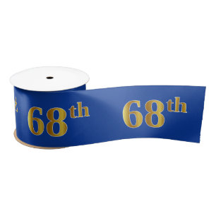 Faux/Imitation Gold "68th" Event Number (Blue) Satijnen Lint