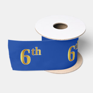 Faux/Imitation Gold "6th" Event Number (blauw) Satijnen Lint