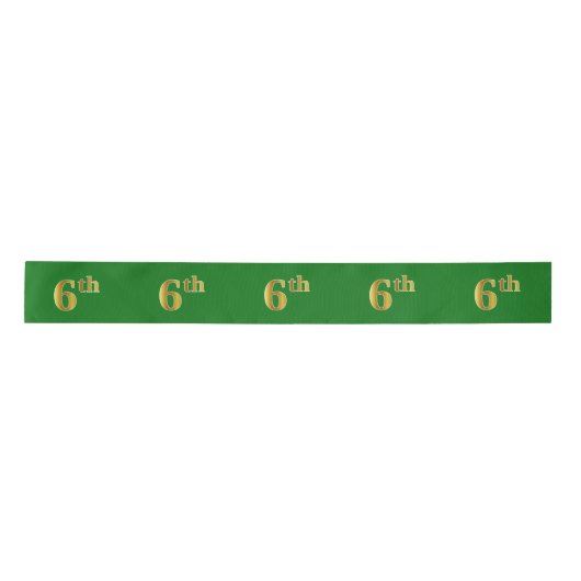 Faux/Imitation Gold "6th" Event Number (groen) Satijnen Lint (Voorkant)