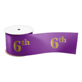 Faux/Imitation Gold "6th" Event Number (Paars) Satijnen Lint