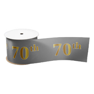 Faux/Imitation Gold "70th" Event Number (grijs) Satijnen Lint