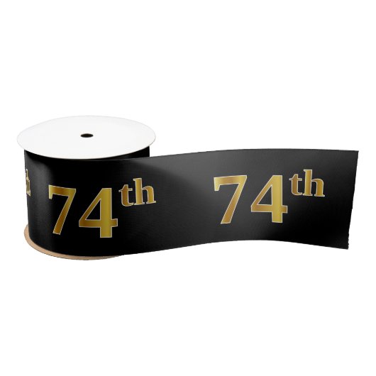 Faux/Imitation Gold "74th" Event Number (zwart) Satijnen Lint (Spoel)